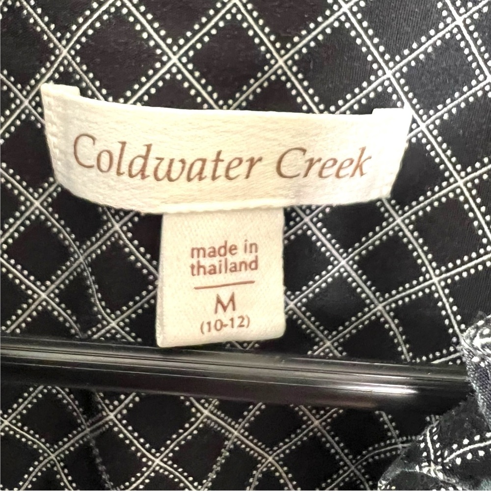 Coldwater Creek Black and White Geometric Button Down Blouse Sz M - Picture 11 of 13